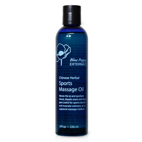 CHINESE HERBAL SPORTS MASSAGE OIL 8 OZ, BLUE POPPY